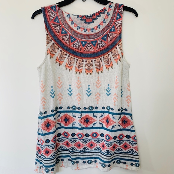 Blu Pepper Aztec Print Tunic; M - Picture 2 of 4